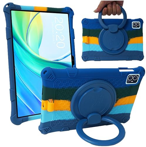 Ytaland - Custodia per tablet TECLAST M50 Pro/TECLAST M50/TECLAST M50HD da 10 pollici, supporto a 360°, in silicone morbido e sottile, antiurto, colore: blu colorato