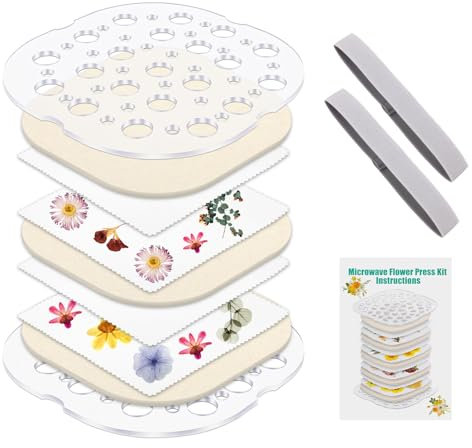 Windspeed Microwave Flower Press 2 Layers, Pressing Kit for Adults & Kids - DIY Arts, Resin Crafts, Scrapbooking, Nail Craft (7.9x7.9 in)