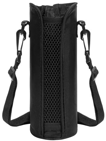 Linkidea Slim Water Bottle Carrier with Strap Compatible with Hydro Flask Standard Mouth 18/21/24oz, Hard Base Waterbottle Sling Bag Holder with Shoulder Strap, Black