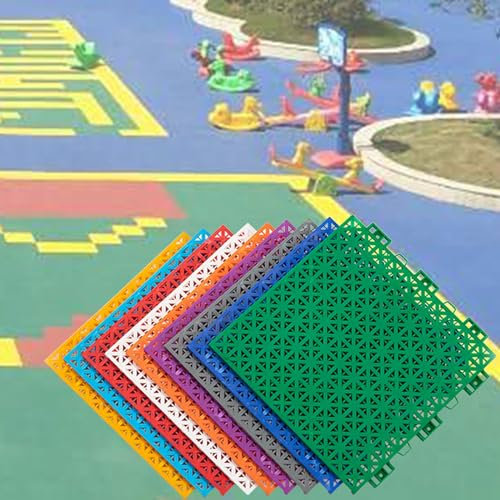 Sport Court Tiles 1/2 In Thick, Indoor Outdoor Interlocking Floor Tiles Waterproof for Basketball Badminton Tennis Court Floor Mat, Snap Together Flooring (Color : Green, Size : 12 pack)