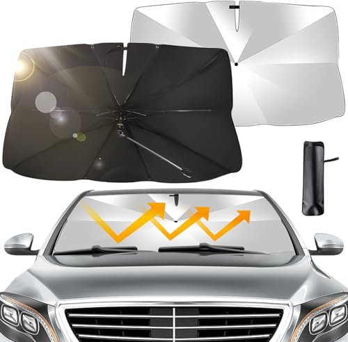 Pare Soleil Voiture Pare Brise Avant,Pare-Soleil Voiture,136.5 * 76CM Pare Soleil Parapluie pour Voiture AVCE 360° Tourner Poignée,Pare Soleil pour Bloque 99,9% Rayons UV