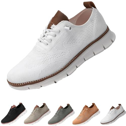 Wearbreeze Herren-Schuhe, Schlupfschuhe, Fußgewölbeunterstützung, atmungsaktiv, rutschfest, Anzug-Sneaker, weiß, 45 EU
