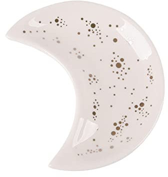 DDNGEJ Plate Set Ceramic Moon Shape Small Jewelry Dish Earrings Necklace Ring Storage Plates Fruit Dessert Display Bowl Decoration Tray180 Starting