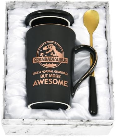 Joymaking Grandadsaurus Coffee Mug for Grandad - Birthday, Christmas, Father's Day Gift - Funny Black 14Oz