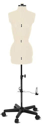 Schneiderpuppe Supa Fit Damen Gr. S (34-42) mit Rollen, weiblicher Torso, Büste, verstellbare Drehregler, individuelle Anpassung an Hals, Taille, Brust, Hüfte (beige, S)