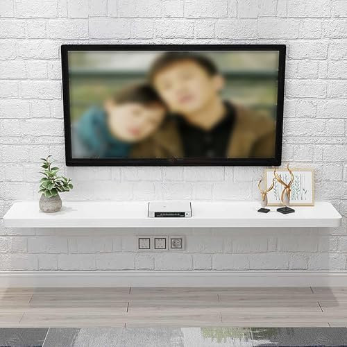 BAYTEWJX Floating Wall TV Cabinet Stand Wooden Floating TV Shelf Modern Floating TV Cabinet Console Shelf with Surface Storage Floating TV Stand Wall Mounted for Living Room Bedroom.