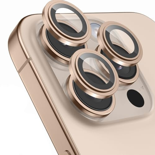 Technovate for iPhone 16 Pro/ 16 Pro Max Camera Lens Protector, Anti-Scratch, Metal Alloy & Sapphire Glass Material Camera Cover, Military-Grade Drop Protection Desert Titanium (16 pro/Max Lens)