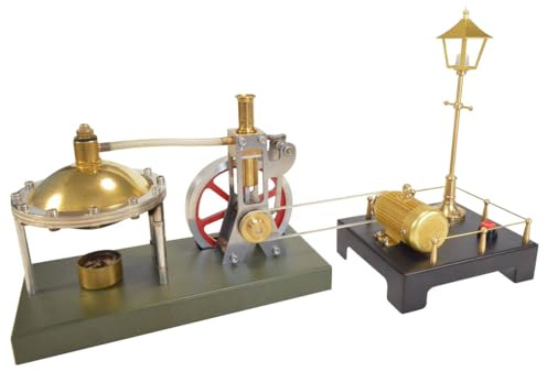 BuildCubes Machine à vapeur, modèle de machine à vapeur verticale avec support de chaudière et charge supplémentaire avec mini générateur de vapeur et lampe - cadeau