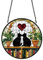 PLIGREAT Cute Cat Stained Suncatchers Black Cat Couple Acrylic Glass Sun Catchers Colorful Patio Garden Hanging Tree Ornaments for Living Room Bedroom Window Decoration Wall Art Decor Memorial Gifts