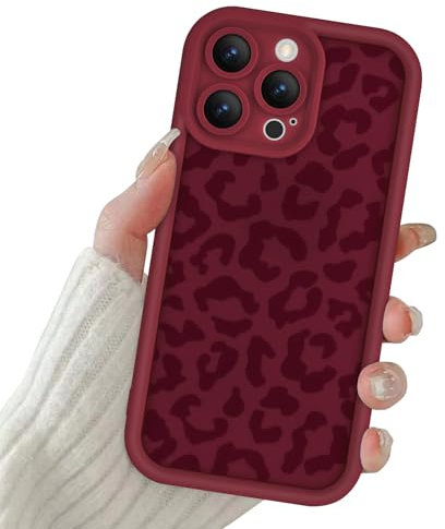 Newseego Case Compatible for iPhone 14 Pro Max, Aesthetic Leopard Print Styles Pattern Design Girls Women Phone Case Soft Slim TPU All-inclusive Lens Shockproof Cover for iPhone 14 Pro Max-Claret