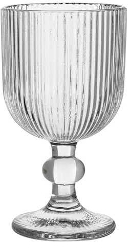 Baroni Home Set 6 pz di Calici in Vetro Colorati e Decorati con Righe in Rilievo 20 CL, Calici Eleganti Lavabili in Lavastoviglie, 8x8x14,5 cm, Trasparente