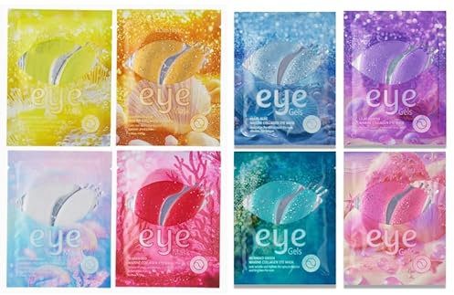 Shefave Meeres Augenmaske, 24 Paar- 8 Typen Eye Pads mit Natürlichen Meereskollagen, Glänzend Collagen Augenpads Hyaluron für Geschwollene Augen, Gegen Falten, Tränensäcke, Puffiness