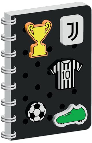 Seven Juventus Juventus Notizbuch A5, schwarz, personalisierbarer Einband mit Patch Seven Juventus, Schulheft und Freizeit, Jungen und Mädchen, Schwarz , Taglia Unica