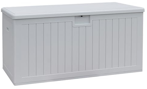 Brigros - Baule Da Esterno Impermeabile In Resina, Cassapanca Contenitore Da Esterno XXL Con Pistoni, Baule Ideale Come Panca E Box Giardino Resistente E Versatile (Bianco, 140x69x72 cm)