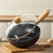 Versatile Iron Wok Frying Pan With Glass Lid, 3-in-1 Sauté Pan, Skillet & Mini Wok, Non-Stick Cookware For Stir-Frying Deep-Frying Braising(24CM)