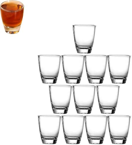 ACTIUSIS Lot de 12 Verres À Liqueur Transparents en Verre, Verres À Shot | avec fond épais, pour les fêtes de fin d'année, la famille, les bars, 35 ml/3 cl