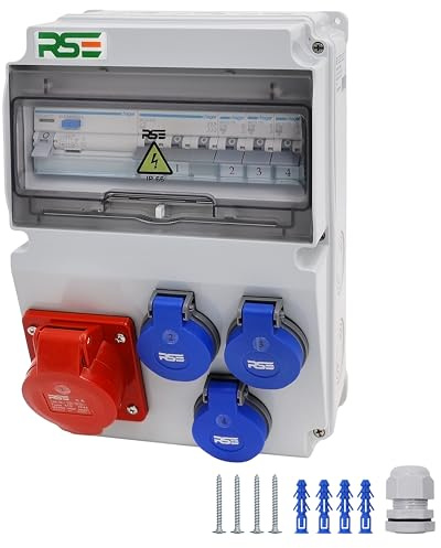 RSE BAUSTROMVERTEILER WANDVERTEILER KOMPLETT VERDRAHTET 32A 16A 230V MIT HAGER SICHERUNGEN IP65, RSE 10-16A/5P, 3x230V
