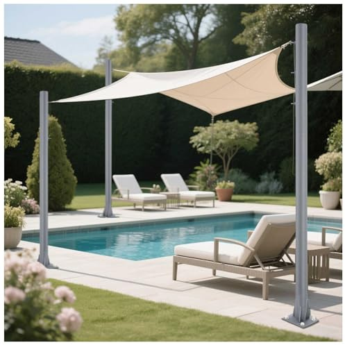 10Ft Sun Shade Sail Pole Kit - Heavy Duty Metal Post Support for Outdoor Canopy Awning, Grey, Ideal for Patio, Garden, Deck - 8 Pack