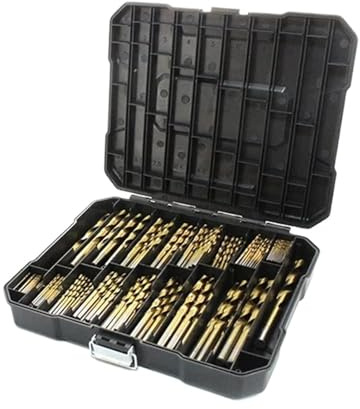Spiralbohrer Set 230-teiliges Titanbeschichtetes Spiralbohrer-Set mit Koffer, 135-Grad-Spitze, metrische Bohrer, Größe von 1,0–10 mm, for die Holzbearbeitung Kunststofflöchern