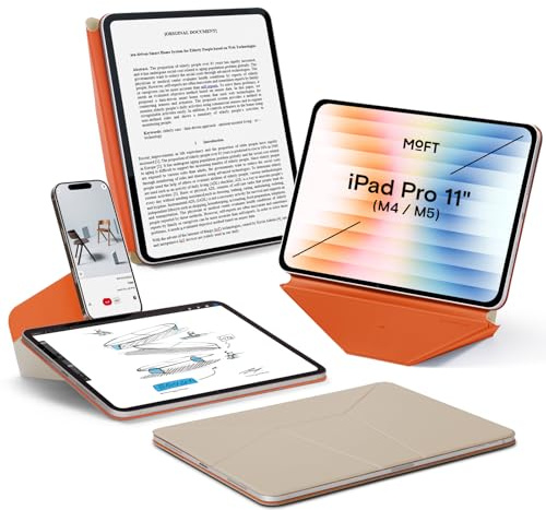 MOFT Dynamic Folio Hülle für 11 iPad Pro (M4 2024/M5 2025), Schlanke Magnetische Tablet Hülle mit Ständer und über 20 Betrachtungswinkeln, Auto Wake/Sleep-Funktion - Beach White