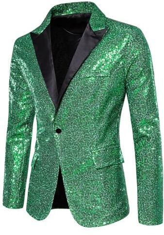 Pailletten Anzug Herren Glitzer Sakko Party Outfit Festliche Kleidung Glänzend Silvester Herrensakko Elegant Karneval Kostüm Anzugjacke Tanzen Fashion Anzugmantel Einfarbige Sportsakko 3XL-5XL