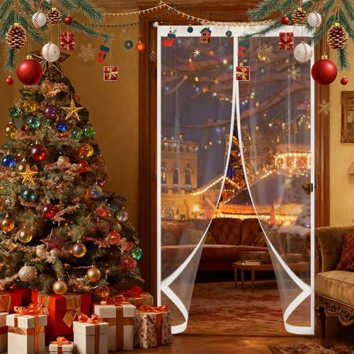 Tenda per Porta Isolamento Termico Magnetico 125 x 230 cm Trasparente, Impermeabile, Insonorizzazione, Protezione Dal Freddo Tenda per Porta Termica per Soggiorno, Balcone, A