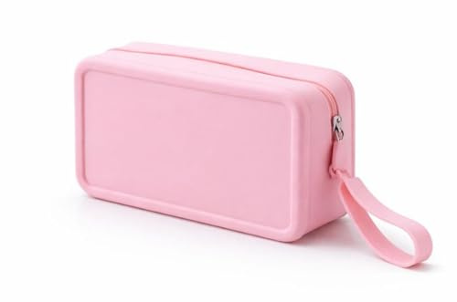 Borsa da viaggio in silicone elastico con cerniera per cosmetici, trucchi e articoli per l'igiene 9,3 × 7 × 18,3 cm, Colore: rosa., Clásico