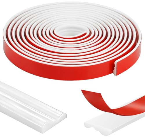 Peel and Stick Wall Moulding Panels, 7mx28mm Dado Rail Self Adhesive Wall Panelling Kits Moulding Wall Trim, Flexible Stick on Panelling for Walls Mirror Frames Home Decorations,White