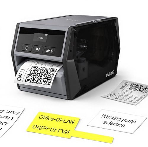 Makeid D50 Desktop Label Printer for Harsh Environments, 2 Inch Thermal Transfer with 1 Roll of Waterproof Labels, USB, 300 DPI, Manufacturing, Laboratory, Pipeline Safety, Chemical Industry, Office