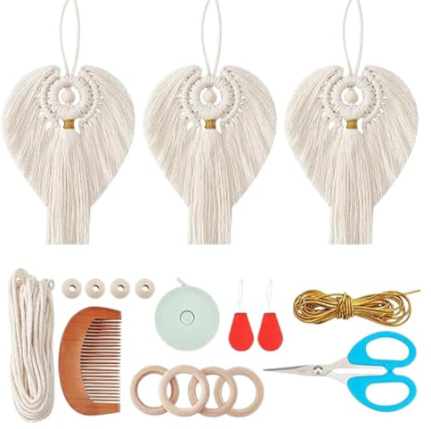 Ubric DIY Engel-Makramee-Set, Boho-Makramee-Engel-Set, Wandbehang-Ornament für Anfänger, Geschenk für Mütter und Mädchen