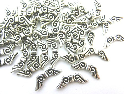 50 Engelsflügel Schutzengel Farbe Antiksilber 16mm #S008