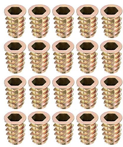sourcing map 20Stk. Gewindeeinsatz Muttern Zinklegierung Innensechskant M8 Gewinde 20mm Länge DE de