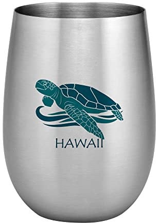 Supreme Housewares Weinglas aus 18/8 Edelstahl, ohne Stiel, unzerbrechliches und bruchsicheres Metall, für Wein und Getränke (Hawaii Sea Turtle, Blau)