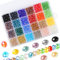 Facettierte Glasperlen 1200 Stück Kügelchen zum Basteln 24 Farben Bunt Perlen für DIY Schmuckherstellung Armband Herstellung mit Aufbewahrungsbox