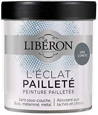 Libéron Peinture décorative L'éclat Pailleté, Gris comète, 500 ML
