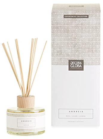DECORAGLOBA - Ambientador Mikado, difusor de Perfume - Fragancia ANDREIA - Aroma Verde y Fresco - Colección Grecia Experience (250ml)
