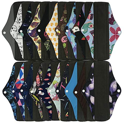 MUMBABY 16 Stück 25,4 cm Regular Charcoal Bamboo Mama-Stoff/Menstruationsbinden/wiederverwendbare Damenbinden