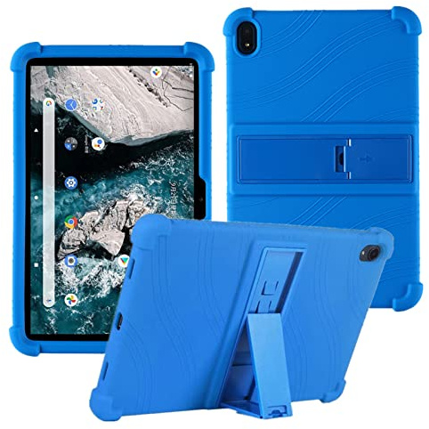 HminSen Case for Nokia T20 Tablet,Kids Friendly Soft Silicone Adjustable Stand Cover for Nokia T20 TA-1392 TA-1394 TA-1397 10.4 inch Tablet (Blue)