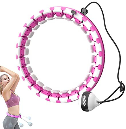 EDIFIT, Hula Hoop Reifen Erwachsene, Kinder, mit Gewicht, Abnehmen, Größenverstellbar, 24 Segmente, Sport, Fitness, Spiel, für Anfänger und Fortgeschrittene (Rosa)