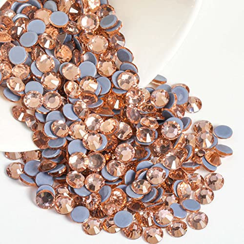 Beadsland Hotfix Rhinestones, 1440pcs Flatback Crystal Rhinestones for Crafts Clothes DIY Decorations, Champagne, SS16, 3.8-4.0mm