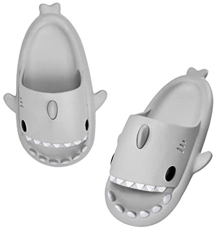 bolukets Ciabatte Squalo Donna Uomo Ciabatte Mare Estive Comode da Casa Pantofole Antiscivolo Originali Carine Ciabatte Shark Slippers Slides per Piscina,Grigio,38/39 EU
