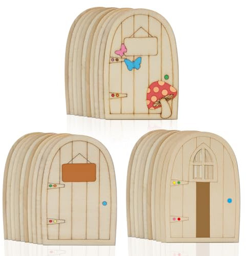 MAIXINNEW 30 Mini Porte Fatate Incompiute in Legno, Porte da Giardino Fatate, Porta Elfo per Decorazioni, Feste di Compleanno, Natale (3 Stili)