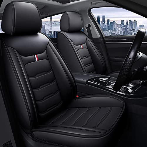 Tuqiang Autositzbezüge Für Jeep Renegade 2012-2020,vordere 2-Sitze Full Set Komfortabler Ledersitzbezüge Allwetter Autositzbezug,Schwarz