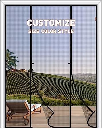 MAGZO Custom Fly Screens for Doors Width Within 400.01cm - 450cm | Customized Magnetic Door Curtain for Keeping Out Flies for Double Doors, Magnets Door Net to Keep Bugs Out