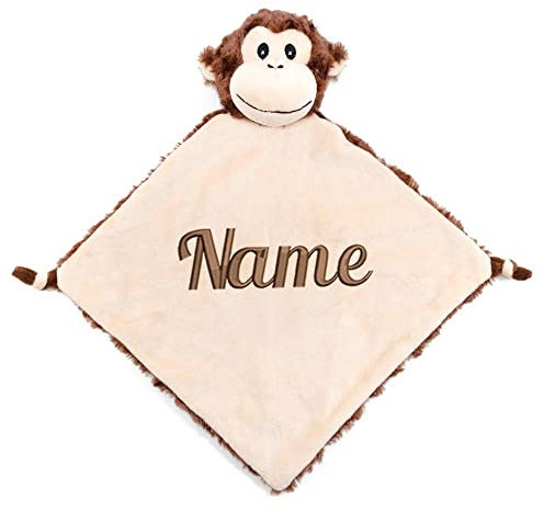 Elefantasie Personalisiertes Schnuffeltuch weiches Kuscheltuch mit Name Bestickt Schnuffeltier Schlafhilfe Tröster Geschenk zur Geburt AFFE