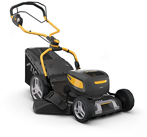 STIGA Combi 748e V Kit - Tagliaerba a batteria, piatto in acciaio galvanizzato 46 cm, sacco 60 L, 6 velocità, Eco Mode
