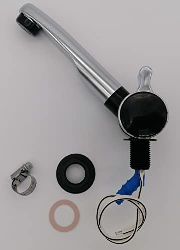 CR-MOESANCO® KIT Grifo Agua Fría + 1 Abrazadera de INOX para caravana, autocaravana,camper o Barco con Interruptor 12v (AGUA FRIA, CROMADO)