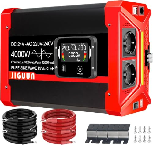 JIGUUN 4000W inverter 24V 230V ren sinus spänningsomvandlare