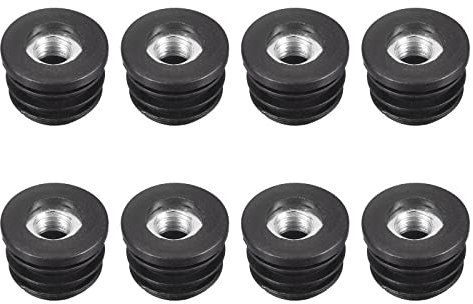 sourcing map 8 Stück Runde Rohre Einsätze mit M8 Gewinde für 22mm/0.87 Außendurchm. Rundrohr Schwarz Kunststoff Stecker Rollen Einsatz Stuhl Endkappen Möbel Beinstecker