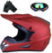 Casque de Motocross pour Les Adolescents, Casque de Vélo pour Les garçons et Les Filles, Casque de Moto personnalisé, Norme ce (Vin Rouge, M)